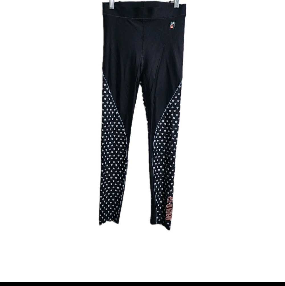 PE Nation Black Star Print High Rise Leggings Women Size M Activewear